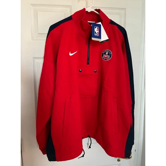 Men's 2XL NWT Brooklyn Nets Nike Courtside City Edition 1/4 Zip Jacket Red